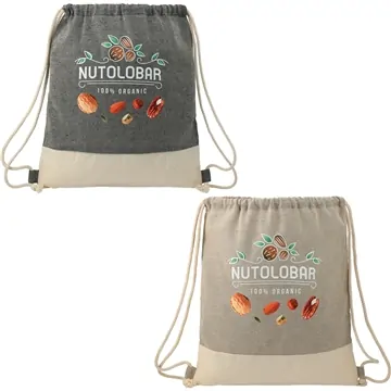 Image of 150 Customized Split Recycled Cotton Drawstring Bag - Eco-Friendly