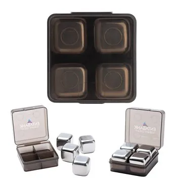 Image of 50 Customized Aces 4-Piece Ice Cube Set - Stainless Steel & FDA ...