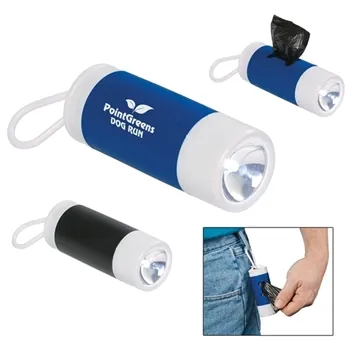 Image of 100 Custom Dog Bag Dispenser With Flashlight - LED & Refillable
