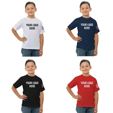 America250™ USA Made Youth Crew T Shirt - 100% Pre-Shrunk Cotton