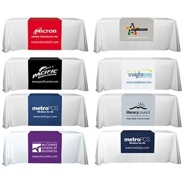 Image of 2 Promotional 90" L Table Runners - Polyester & Machine Washable