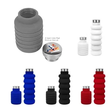 Image of 100 Custom 17 oz Collapsible Silicon Water Bottle - FDA Approved & ...
