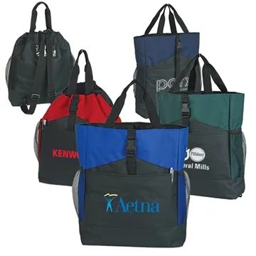 Image of 100 Promotional Convertible Tote Backpack - Multi-Pocket & Mesh