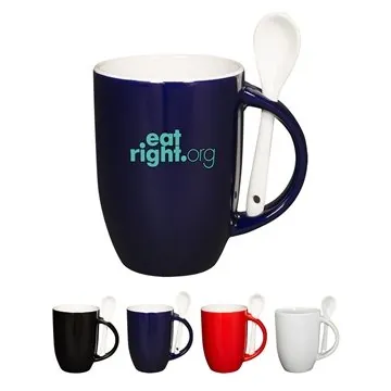 Image of 72 Customized 12oz Dapper Ceramic Mug With Spoon - Dual Color