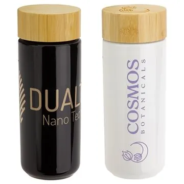 Image of 48 Custom Milan 10 oz Ceramic Tumbler with Bamboo Lid - Double ...