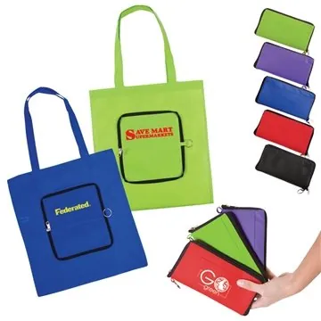 Image of 150 Promotional Zippin' Tote Bag - Eco-Friendly & Foldable