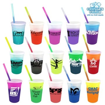 Mood 17 oz Stadium Cup/Straw/Lid Set - Color Changing & BPA Free