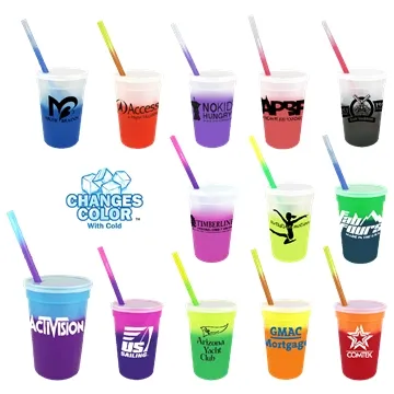 Mood 17 oz Stadium Cup/Straw/Lid Set - Color Changing & BPA Free