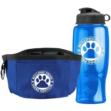 Image of 150 Custom Thirsty Dog - 27 oz Sports Bottle & Folding Dog Bowl - ...