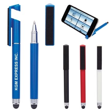 Image of 250 Custom Stylus Pen With Phone Stand And Screen Cleaner