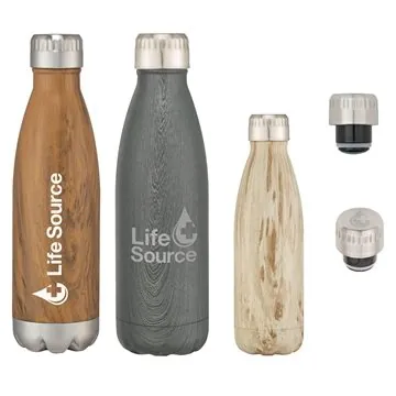 Image of 50 Custom 16 oz Woodtone Swiggy Bottle - 24Hr Cold & BPA Free