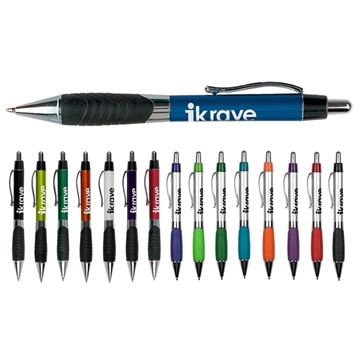 Image of 300 Custom Wolverine Metallic Gripper Pen - Rubber Grip & Chrome ...