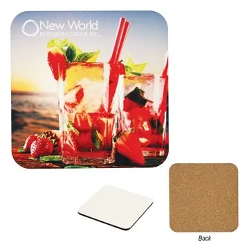 Image of 50 Custom Full Color Square Coaster - Cork Bottom & Non-Slip