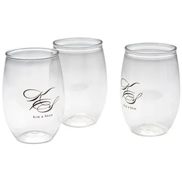 Image of 60 Custom 16 oz Plastic Stemless Wine Glass - BPA Free & American ...