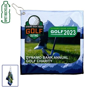 Image of 125 Promotional "THE FULL COLOR WEDGE GOLF TOWEL" 12 x 12 300GSM ...