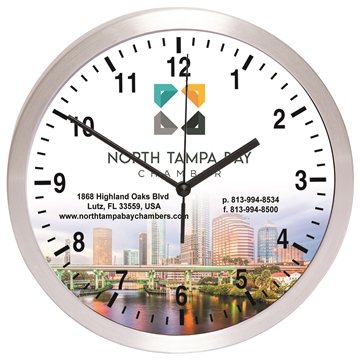 BALANCE 10 Brushed Metal Wall Clock - Shatter Resistant
