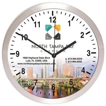 BALANCE 10 Brushed Metal Wall Clock - Shatter Resistant