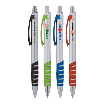 Image of 125 Customized Apex Silver Plunge-Action Ballpoint Pen - Chrome ...