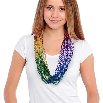 Image of 12 Customized Rainbow Segmented Mardi Gras Beads - 33 Inch
