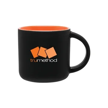 Image of 48 Custom 14 oz Minolo Mug - Matte Black - Orange - Microwave Safe