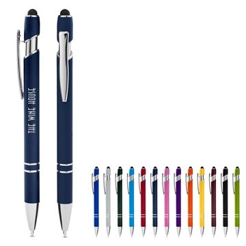 Image of 100 Customized CORE365 Rubberized Aluminum Click Stylus Pen - ...