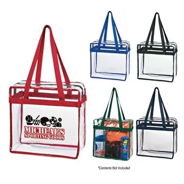 Image of 25 Custom Clear Tote Bag With Zipper - NFL Compliant