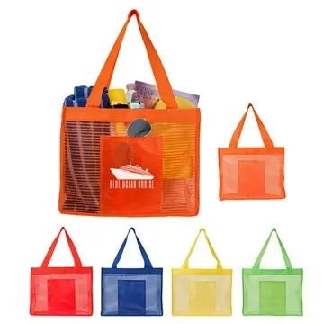 Image of 25 Customized Sheer Striped Tote Bag - Nylon Mesh