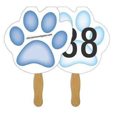 Image of 100 Custom Paw Auction Sandwiched Hand Fan Full Color - Birch Wood