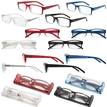 Image of 100 Custom Soft Feel Reading Glasses w/Matching Case - Metal ...