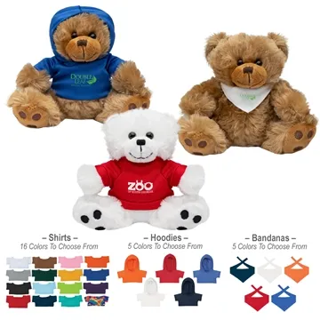 Image of 25 Promotional 8 1/2 " Plush Big Paw Bear - BANDANA