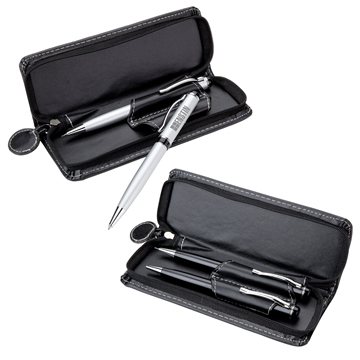 Zara Ballpoint / Pencil Set - Brass & Leatherette Case