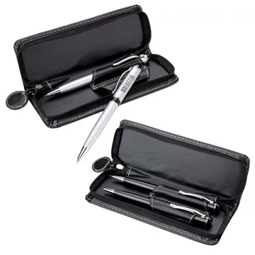 Image of 13 Promotional Zara Ballpoint Pencil Set - Brass & Leatherette ...