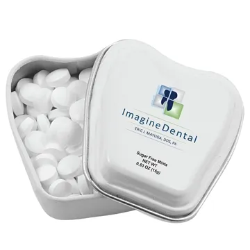 150 Customized Tooth Shaped Mint Tin - Sugar Free