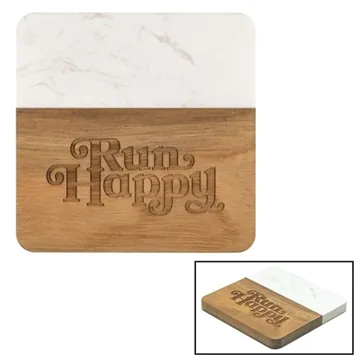 Image of 50 Custom Acacia & Slate Square Coaster - Natural Grain