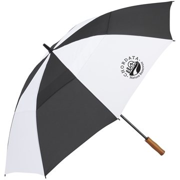 Image of 24 Customized 58" Recycled Golf Umbrella with Wooden Handle - Wind ...