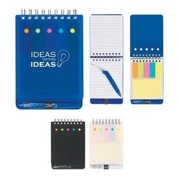 Image of 100 Customized Spiral Jotter With Sticky Notes, Flags & Pen - 80 ...