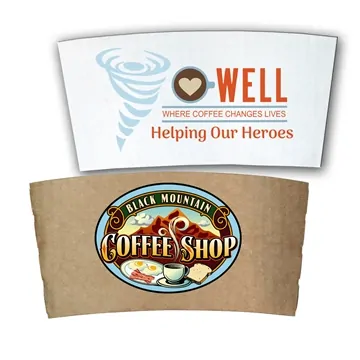 Image of 250 Custom Paper Coffee Sleeve, Full Color Digital - Ribbed Grip