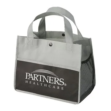 Image of 150 Custom Mini Snap Non-Woven Lunch Tote - Mesh Pockets
