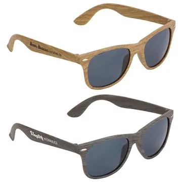 100 Customized Sebring UV400 Wood Grain Sunglasses - Drop Tested