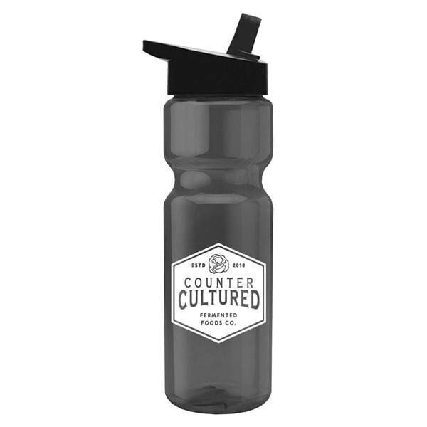Champion - 28 oz Transparent Bottle with Flip Straw lid - BPA Free &amp; Easy-Grip