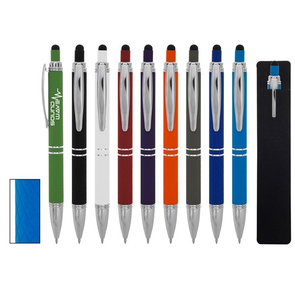 Quilted Stylus Pen - Rubberized Aluminum &amp; Plunger Action