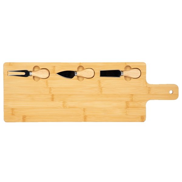 Long Charcuterie Board w/ Utensils - Bamboo &amp; Magnetic