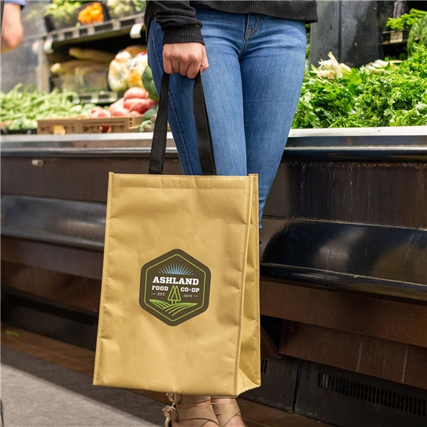 Kraft Insulated Hook & Loop Grocery Tote Bag - Aluminum Lined & Recycled Material
