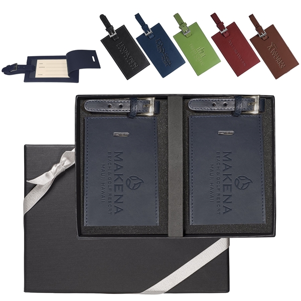 Leeman Whitney Marquis Two Luggage Tag Set - Bonded Leather &amp; ID Display