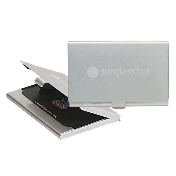 Aluminum Business Card Holder - Satin Finish &amp; 10 Card Capacity