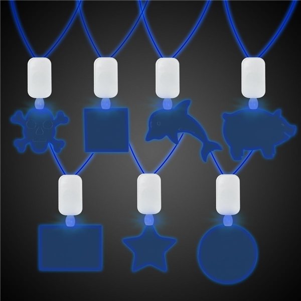 Clear Plastic Necklace with Plastic Medallion and Blue LEDS