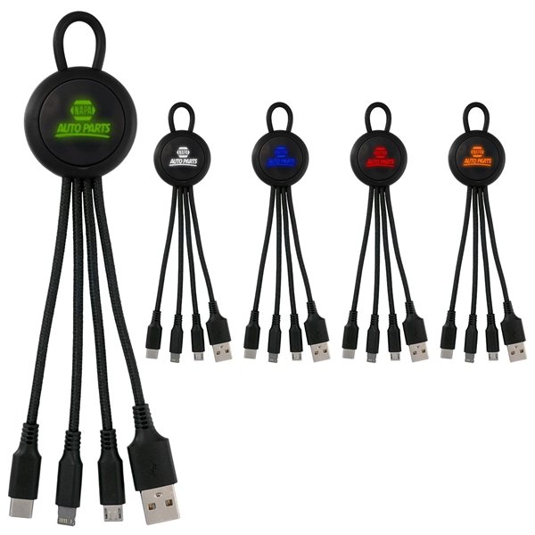 Color Light Up Loop 3-In-1 Charging Cable - Multi Device Compatible