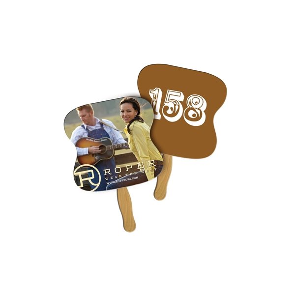 Hourglass Auction Sandwiched Hand Fan Full Color - Paper Products - Numbered