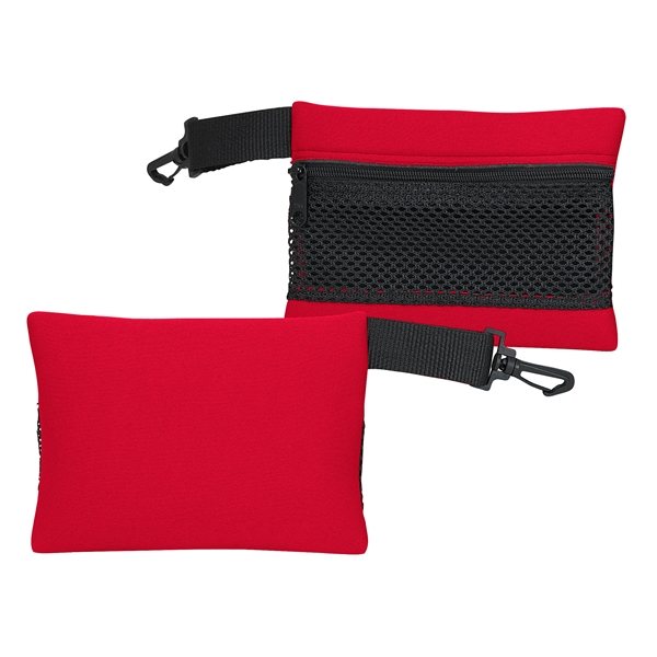 Small Mesh Travel Bag with Clip - Scuba Foam &amp; Zippered
