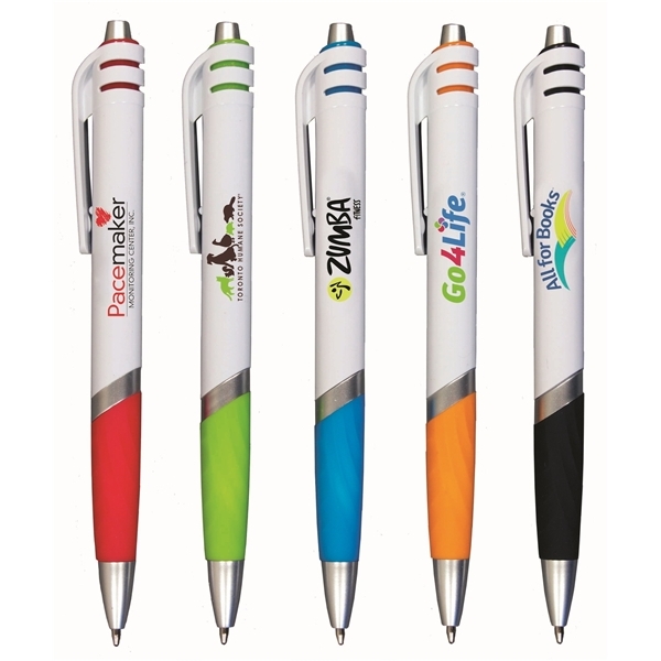 Carnival Grip Pen, Full Color Digital - Chrome &amp; Black Ink